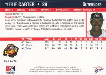 2007 MultiAd Peoria Chiefs #9 Yusuf Carter Back