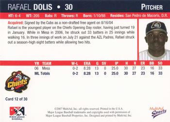 2007 MultiAd Peoria Chiefs #12 Rafael Dolis Back