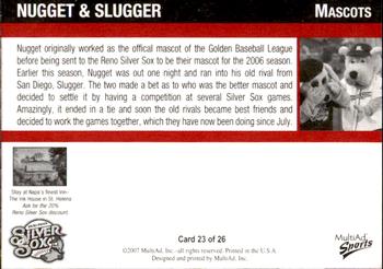 2007 MultiAd Reno Silver Sox #27 Nugget / Slugger Back