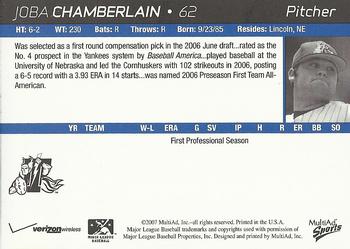 2007 MultiAd Trenton Thunder #NNO Joba Chamberlain Back