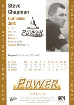 2007 MultiAd West Virginia Power #13 Steve Chapman Back