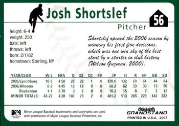 2007 Grandstand Altoona Curve #NNO Josh Shortslef Back