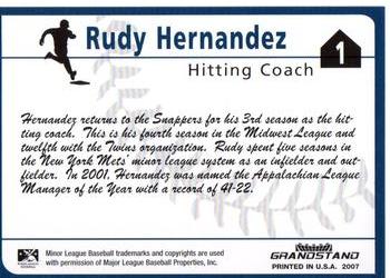 2007 Grandstand Beloit Snappers #NNO Rudy Hernandez Back