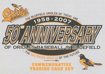 2007 Grandstand Bluefield Orioles 50th Anniversary #NNO Checklist Front
