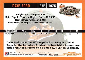 2007 Grandstand Bluefield Orioles 50th Anniversary #NNO Dave Ford Back