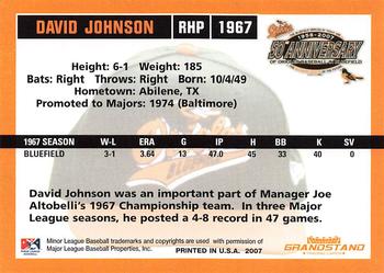 2007 Grandstand Bluefield Orioles 50th Anniversary #NNO David Johnson Back