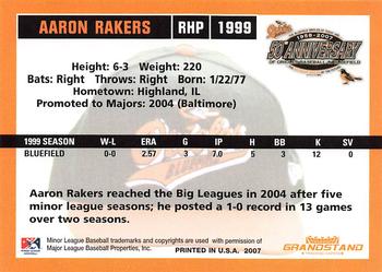 2007 Grandstand Bluefield Orioles 50th Anniversary #NNO Aaron Rakers Back