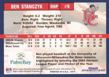 2007 Grandstand Brevard County Manatees #NNO Ben Stanczyk Back