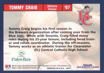 2007 Grandstand Brevard County Manatees #NNO Tommy Craig Back