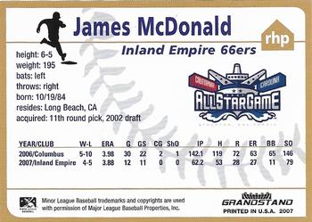 2007 Grandstand California League All-Stars #NNO James McDonald Back
