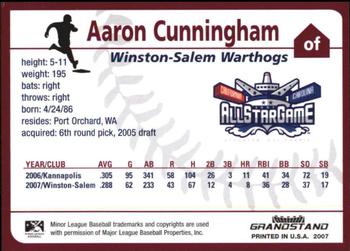2007 Grandstand Carolina League All-Stars #NNO Aaron Cunningham Back