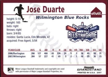 2007 Grandstand Carolina League All-Stars #NNO Jose Duarte Back