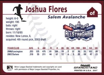 2007 Grandstand Carolina League All-Stars #NNO Josh Flores Back