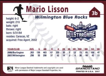 2007 Grandstand Carolina League All-Stars #NNO Mario Lisson Back