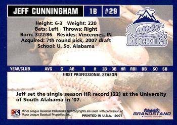2007 Grandstand Casper Rockies #NNO Jeff Cunningham Back
