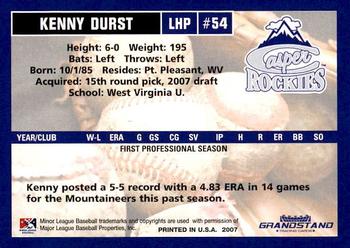 2007 Grandstand Casper Rockies #NNO Kenny Durst Back