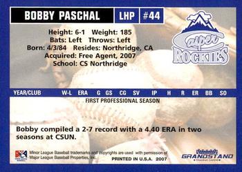 2007 Grandstand Casper Rockies #NNO Bobby Paschal Back