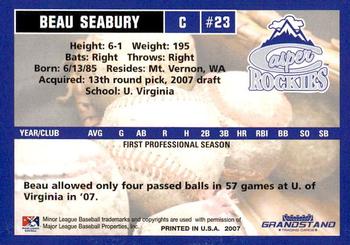 2007 Grandstand Casper Rockies #NNO Beau Seabury Back