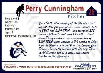 2007 Grandstand Chillicothe Paints #8 Perry Cunningham Back