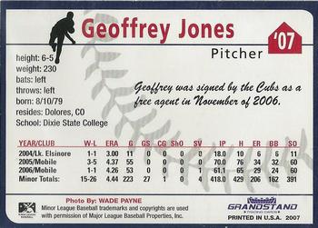 2007 Grandstand Tennessee Smokies #NNO Geoffrey Jones Back
