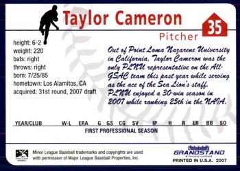 2007 Grandstand State College Spikes #5 Taylor Cameron Back