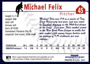 2007 Grandstand State College Spikes #11 Michael Felix Back