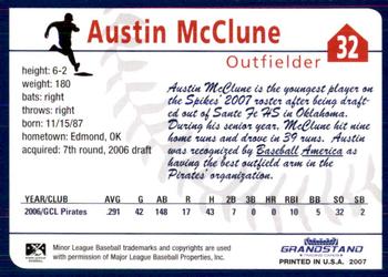 2007 Grandstand State College Spikes #17 Austin McClune Back