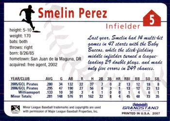 2007 Grandstand State College Spikes #19 Smelin Perez Back