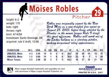 2007 Grandstand State College Spikes #21 Moises Robles Back