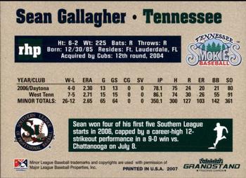 2007 Grandstand Southern League Top Prospects #7 Sean Gallagher Back