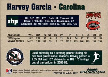 2007 Grandstand Southern League Top Prospects #8 Harvey Garcia Back