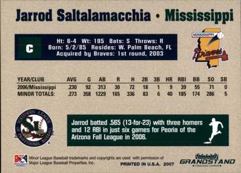 2007 Grandstand Southern League Top Prospects #24 Jarrod Saltalamacchia Back