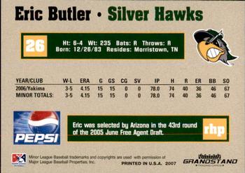2007 Grandstand South Bend Silver Hawks #5 Eric Butler Back