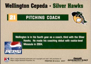 2007 Grandstand South Bend Silver Hawks #6 Wellington Cepeda Back
