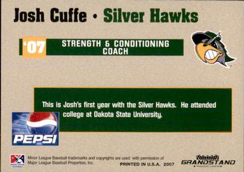 2007 Grandstand South Bend Silver Hawks #8 Josh Cuffe Back