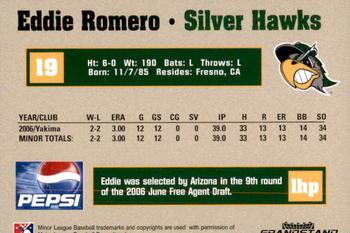 2007 Grandstand South Bend Silver Hawks #25 Eddie Romero Back