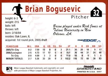 2007 Grandstand Salem Avalanche #NNO Brian Bogusevic Back