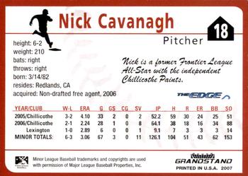 2007 Grandstand Salem Avalanche #NNO Nick Cavanagh Back