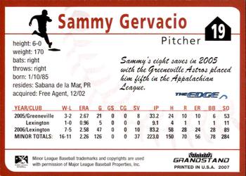 2007 Grandstand Salem Avalanche #NNO Sammy Gervacio Back