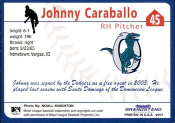 2007 Grandstand Ogden Raptors #NNO Jhonny Caraballo Back