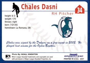 2007 Grandstand Ogden Raptors #NNO Chales Dasni Back
