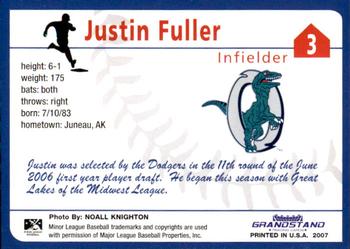 2007 Grandstand Ogden Raptors #NNO Justin Fuller Back