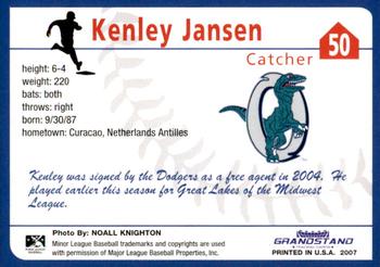 2007 Grandstand Ogden Raptors #NNO Kenley Jansen Back