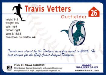 2007 Grandstand Ogden Raptors #NNO Travis Vetters Back