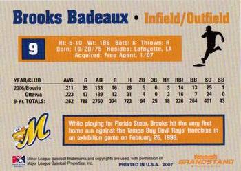 2007 Grandstand Montgomery Biscuits #4 Brooks Badeaux Back