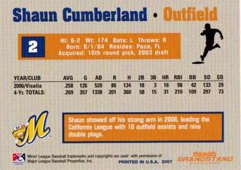 2007 Grandstand Montgomery Biscuits #8 Shaun Cumberland Back