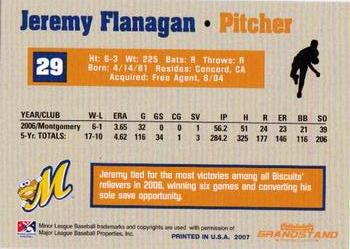 2007 Grandstand Montgomery Biscuits #12 Jeremy Flanagan Back