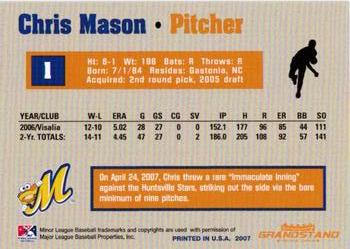 2007 Grandstand Montgomery Biscuits #19 Chris Mason Back