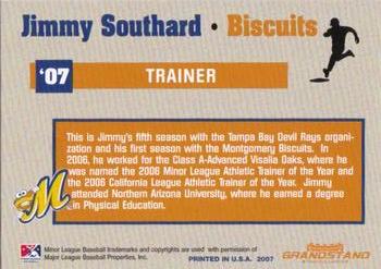 2007 Grandstand Montgomery Biscuits #27 Jimmy Southard Back