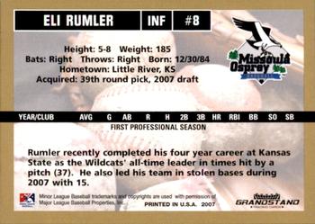 2007 Grandstand Missoula Osprey #25 Eli Rumler Back